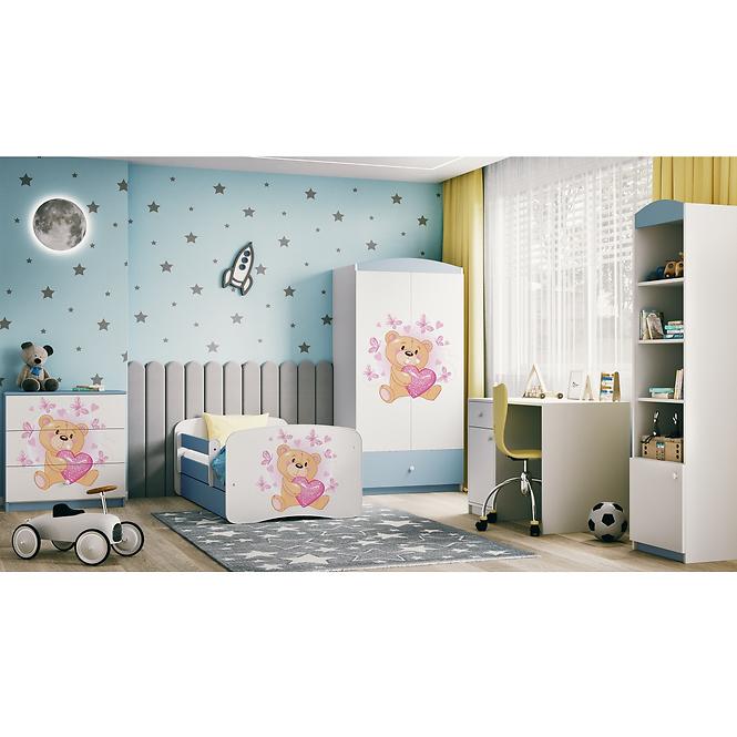 Łóżko Dziecięce Babydreams+Sz+M Niebieski 80x160 Miś Motyl