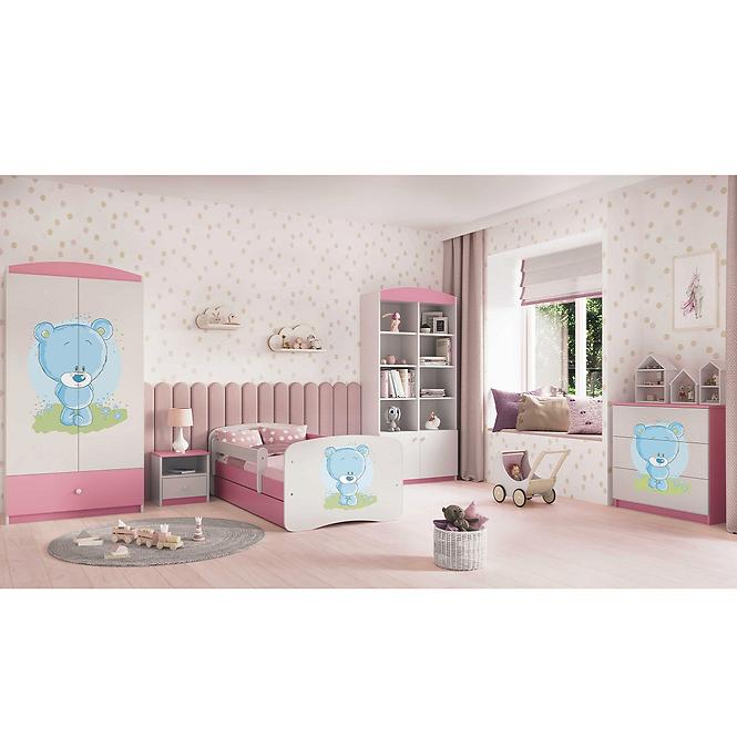 Łóżko Dziecięce Babydreams+Sz+M Różowe 80x160 Miś Niebieski