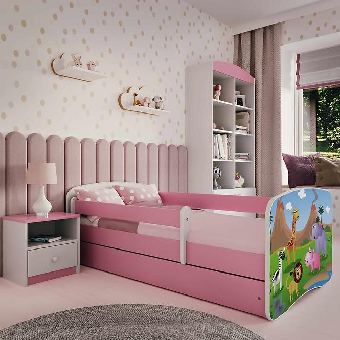 Łóżko Dziecięce Babydreams+Sz+M Różowe 80x160 Safari
