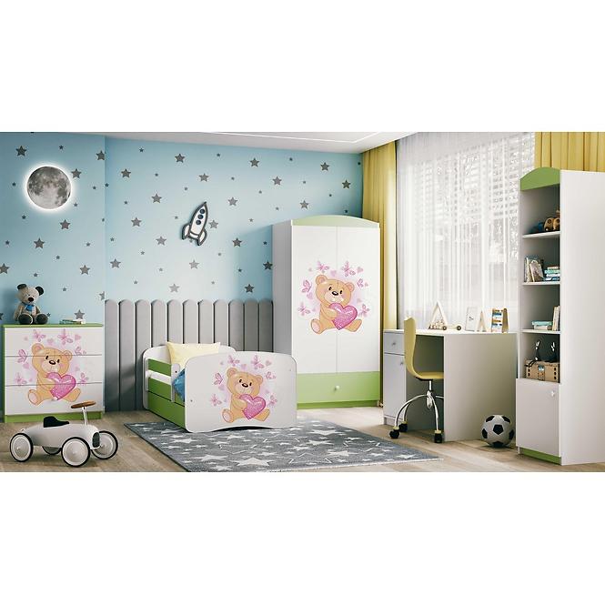 Łóżko Dziecięce Babydreams+Sz+M Zielone 80x160 Miś Motyl