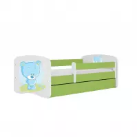 Łóżko Dziecięce Babydreams+Sz+M Zielone 80x160 Miś Niebieski