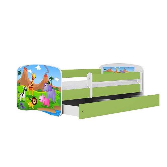 Łóżko Dziecięce Babydreams+Sz+M Zielone 80x160 Safari