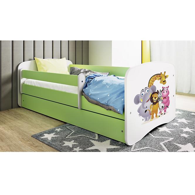 Łóżko Dziecięce Babydreams+Sz+M Zielone 80x160 Zoo