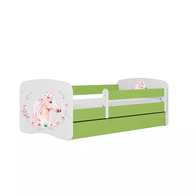 Łóżko Dziecięce Babydreams+Sz+M Zielone 80x180 Konik
