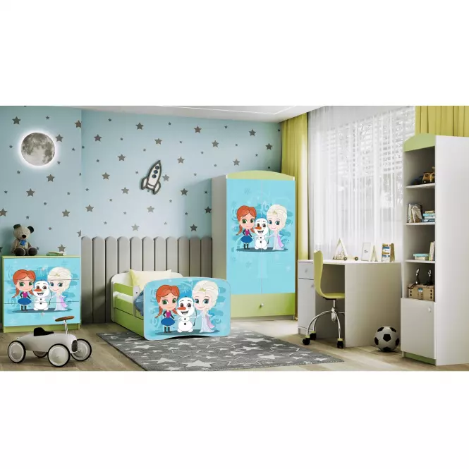 Łóżko Dziecięce Babydreams+Sz+M Zielone 80x180 Kraina Lodu