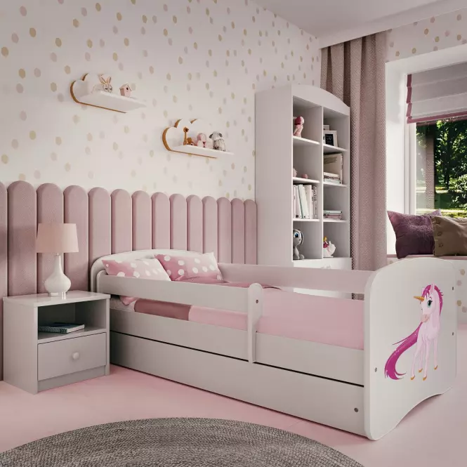 Łóżko Dziecięce Babydreams+Sz+M Biały 80x180 Jednorożec