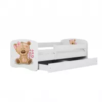 Łóżko Dziecięce Babydreams+Sz+M Biały 80x180 Miś Kwiatki