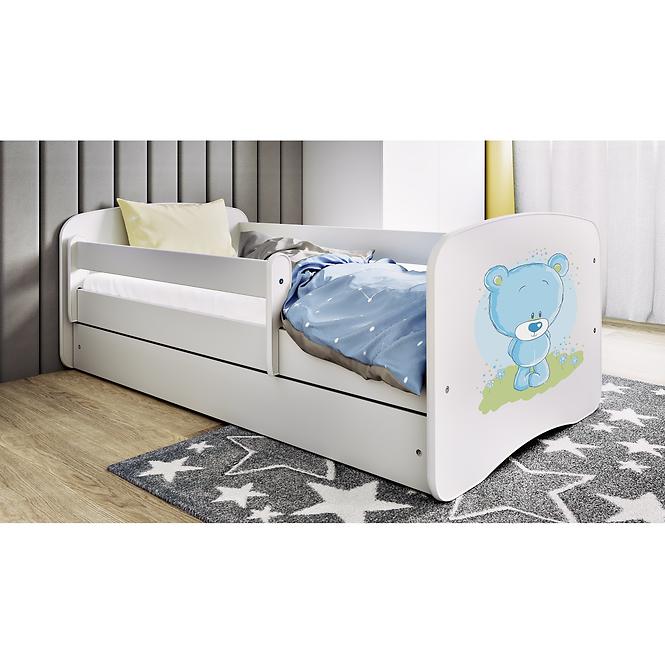 Łóżko Dziecięce Babydreams+Sz+M Biały 80x180 Miś Niebieski