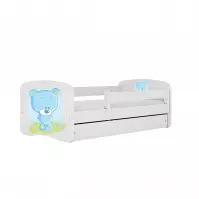 Łóżko Dziecięce Babydreams+Sz+M Biały 80x180 Miś Niebieski