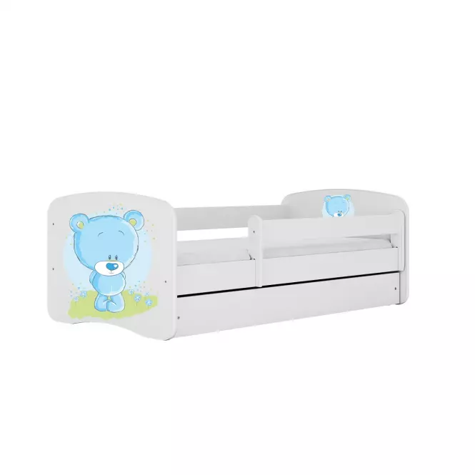 Łóżko Dziecięce Babydreams+Sz+M Biały 80x180 Miś Niebieski