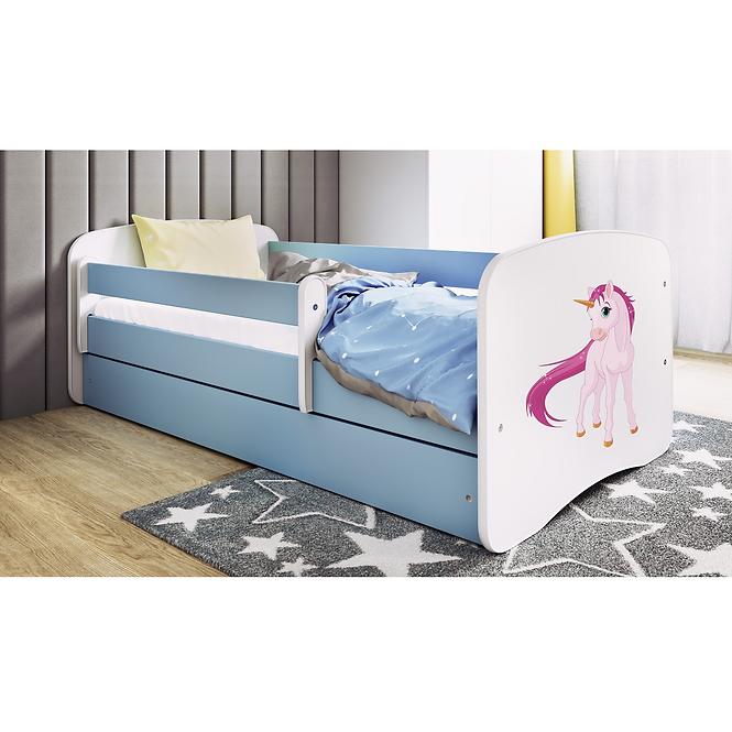 Łóżko Dziecięce Babydreams+Sz+M Niebieski 80x180 Jednorożec