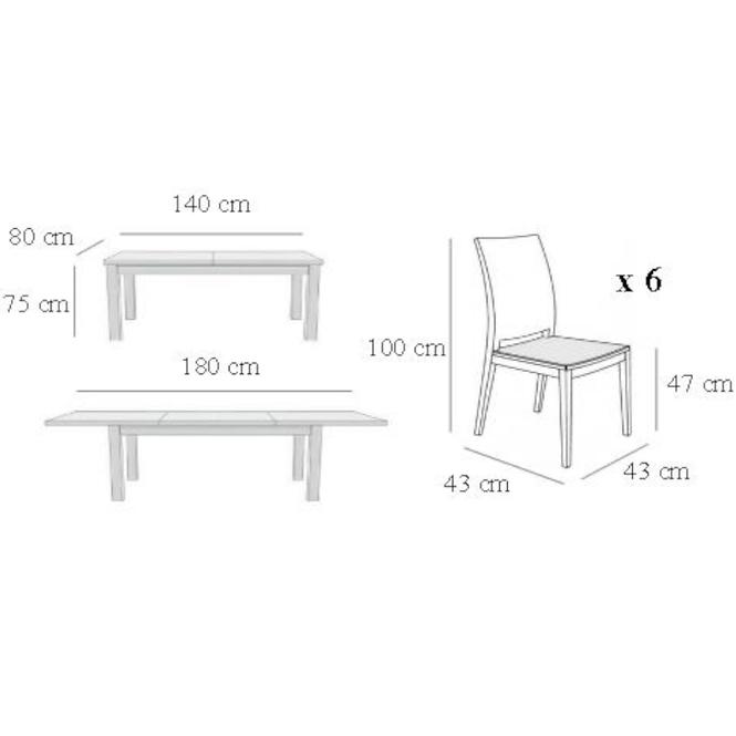 Zestaw stół i krzesła Paweł 1+6 ST667 I rustikal KR755 BR232 ekf cappuccino
