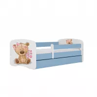 Łóżko Dziecięce Babydreams+Sz+M Niebieski 80x180 Miś Kwiatki