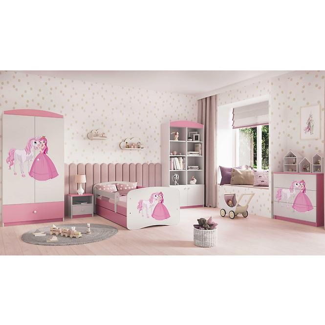 Łóżko Dziecięce Babydreams+Sz+M Różowe 80x180 2 Księżniczka