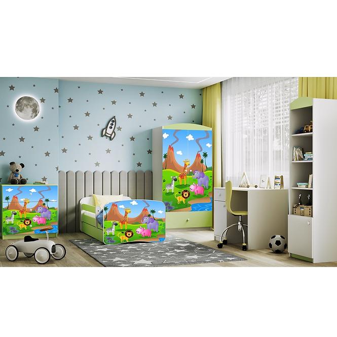 Łóżko Dziecięce Babydreams+Sz+M Zielone 80x180 Safari