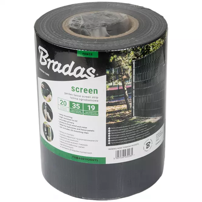 Taśma ogrodzeniowa 19 cm x 35 m szara