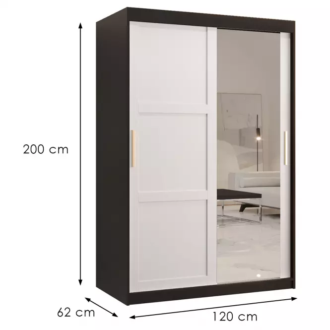 Szafa Amiro 2 120 czarny/biały