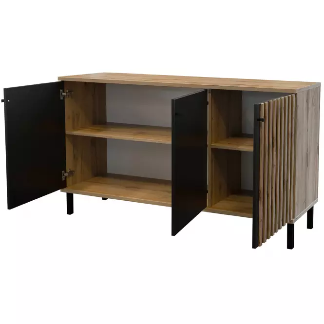 Komoda London D3 dąb wotan/czarny