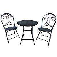 Komplet mebli ogrodowych stół + 2 krzesła 101106 czarny