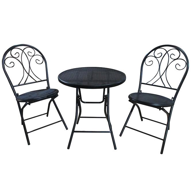 Komplet mebli ogrodowych stół + 2 krzesła 101106 czarny