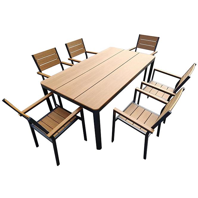 Aluminiowy stół z blatem polywood 180 x 100 x 74 cm brązowy