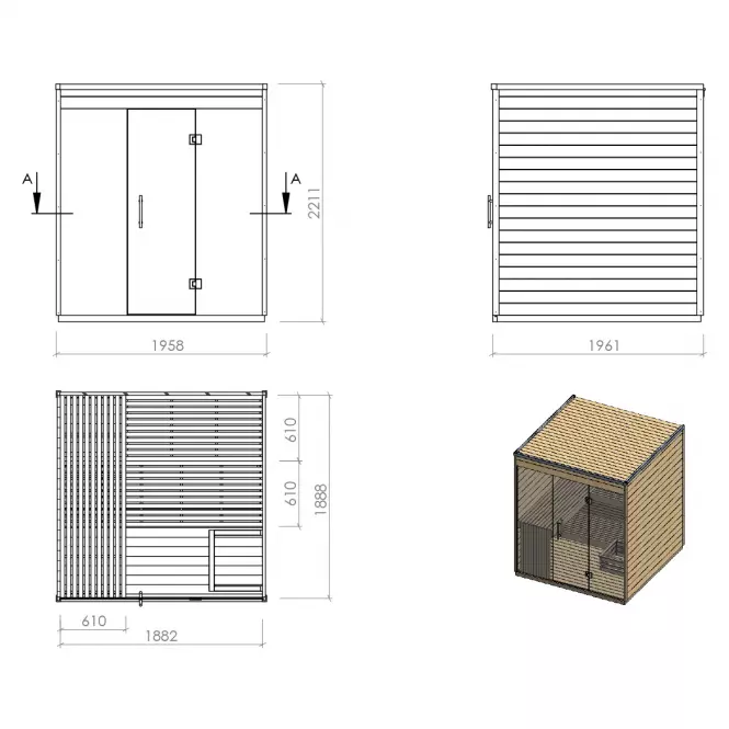 Sauna zewnętrzna przeszklona