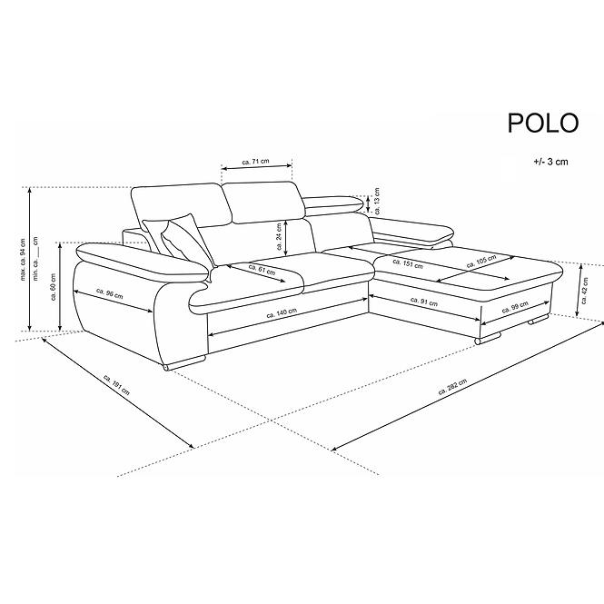 Narożnik z funkcją spania Polo – konfigurator