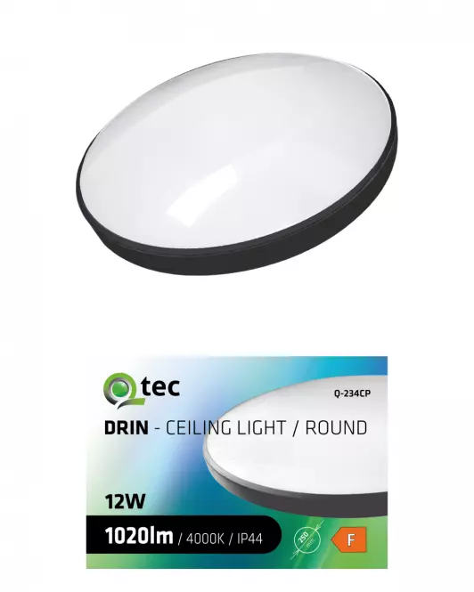 Plafon QTEC 12W 4000K czarny