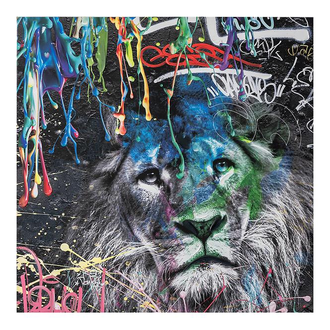 Obraz na płótnie 80x80 Abstrakcyjny lew – graffiti