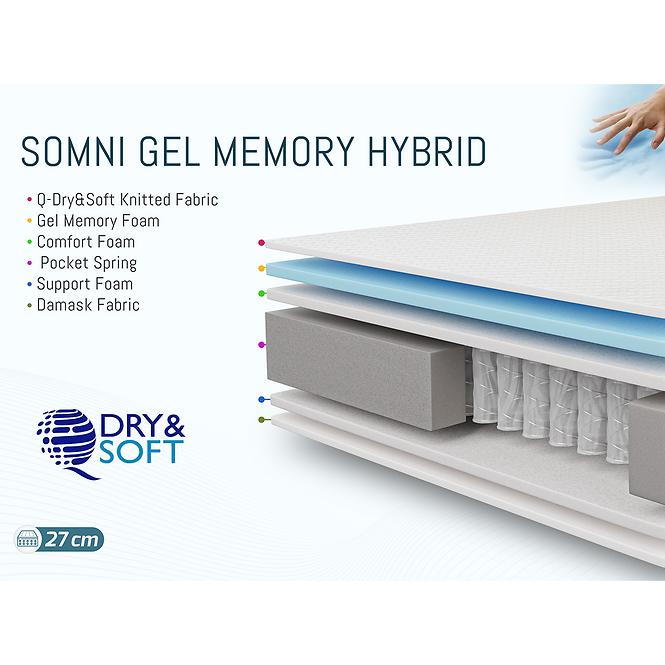 Materac Somni Gel Memory Hybrid 160x200 H3 hybrydowy