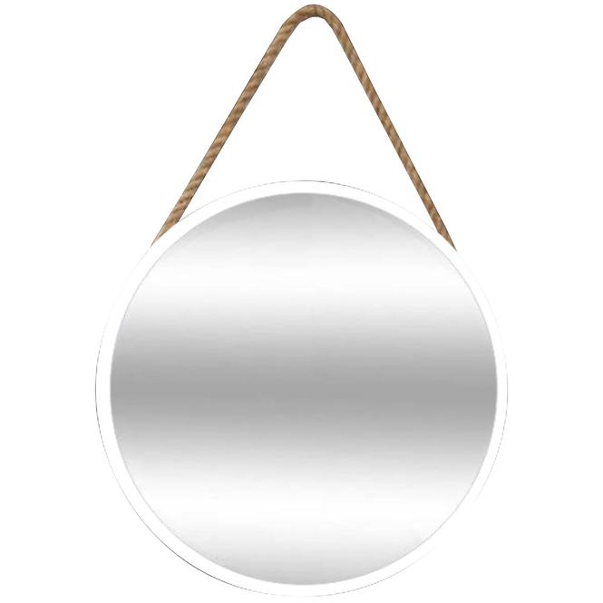 Lustro okrągłe w białej ramie na sznurku FI60cm