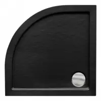 Brodzik półokrągły Aron 80/80 stone effect czarny