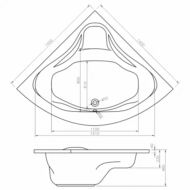 Wanna z hydromasażem Samar 140/140 system W10+P10 sterowanie pneumatyczne