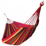Hamak ogrodowy w paski 200x100 cm czerwony