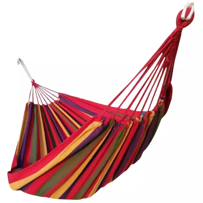 Hamak ogrodowy w paski 200x100 cm czerwony