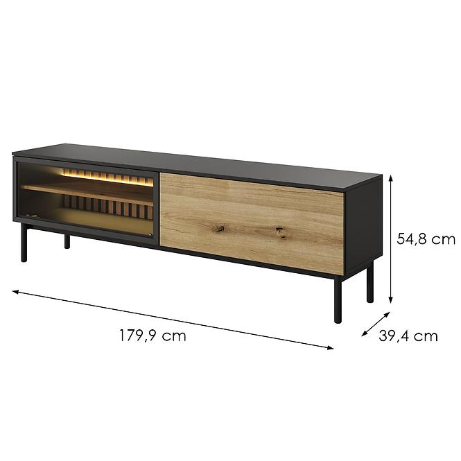 Szafka RTV Lang RTV F 180 2d Led Czarny/dąb Evoke 