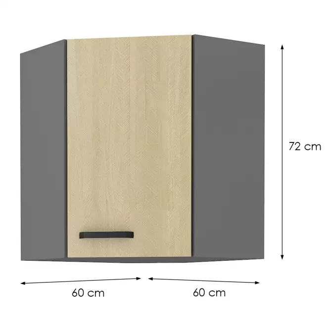 Szafka kuchenna SCANDI JODEŁKA/ANTRACYT 60X60 GN-72 2F (45°)