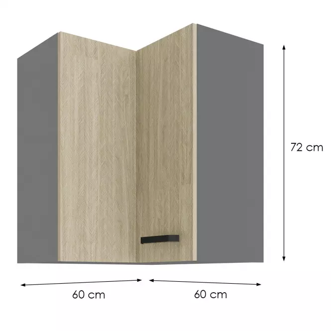 Szafka kuchenna SCANDI JODEŁKA/ANTRACYT 60X60 GN-72 2F (90°)