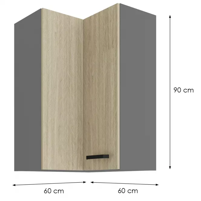 Szafka kuchenna SCANDI JODEŁKA/ANTRACYT 60X60 GN-90 2F (90°)
