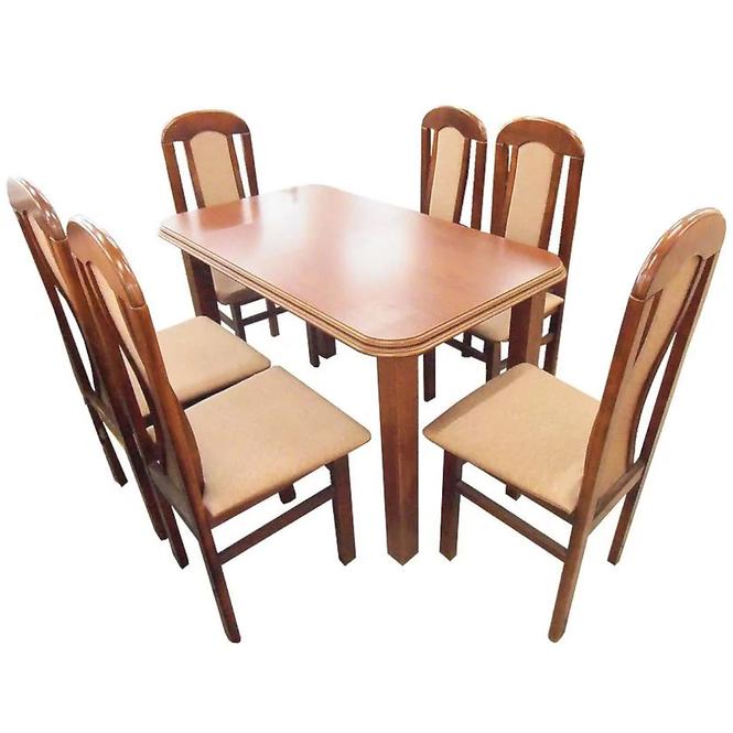 Zestaw stół i krzesła Max 1+6 ST342 kasztan KR338 BR2432  lampas.13CACAO.971