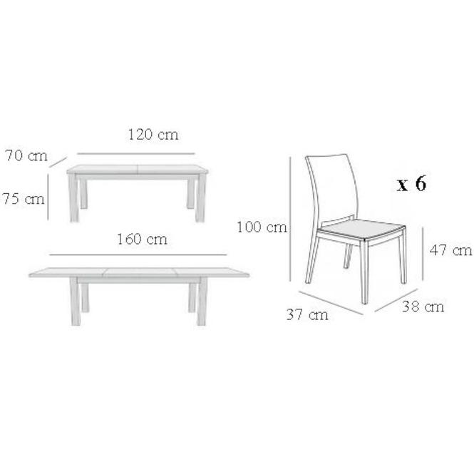 Zestaw stół i krzesła Max 1+6 ST342 kasztan KR338 BR2432  lampas.13CACAO.971