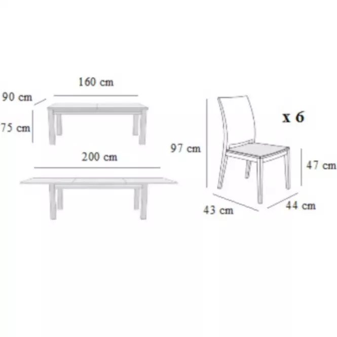 Zestaw stół i krzesła Manchester 1+6 ST28 160/90+40L orzech jasny W75 tap.A2