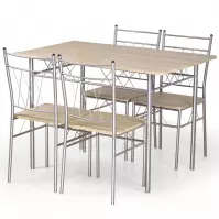 Komplet stół Faust + 4 krzesła mdf/stal – sonoma