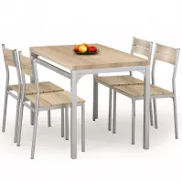 Komplet stół Malcolm + 4 krzesła mdf/stal – sonoma