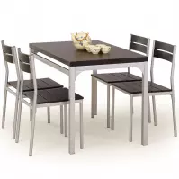 Komplet stół Malcolm +4 krzesła mdf/stal – wenge