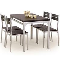 Komplet stół Malcolm +4 krzesła mdf/stal – wenge