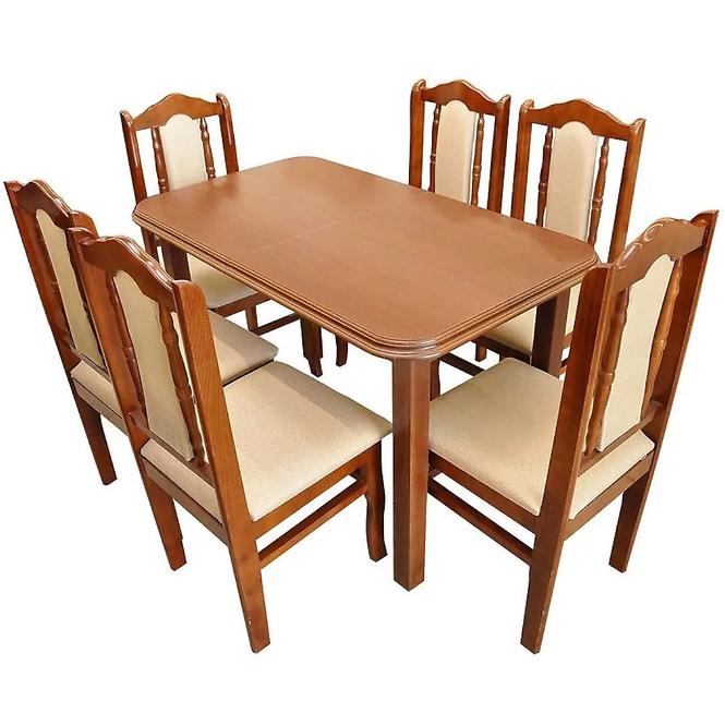 Zestaw stół i krzesła Stefan 1+6 ST342 kasztan  KR76 BR2432 sanrise2020