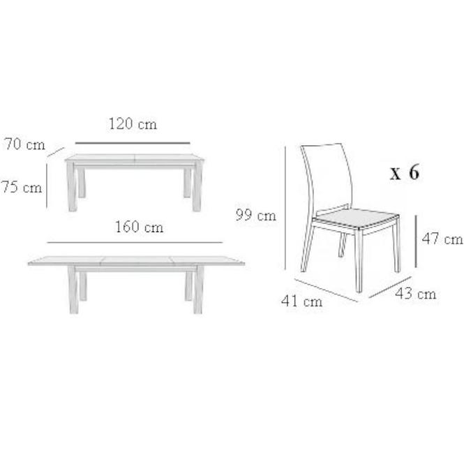 Zestaw stół i krzesła Stefan 1+6 ST342 kasztan  KR76 BR2432 sanrise2020