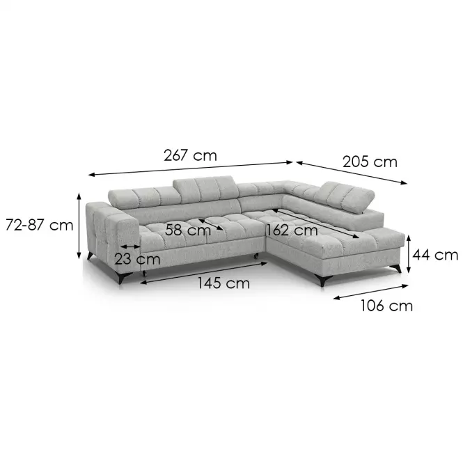 Narożnik z funkcją spania Volf L Polaris 01 prawostronny,5