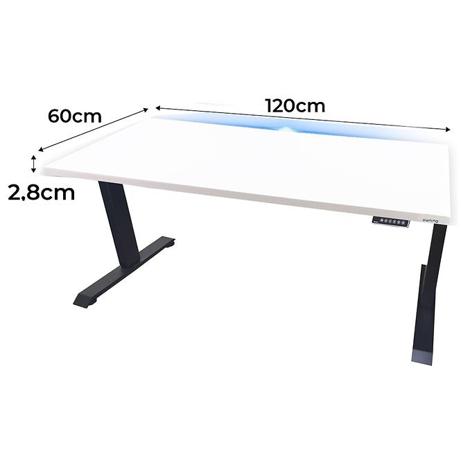 Biurko Gamingowe Low Elektr. Białe 120x60x2.8 Model 1